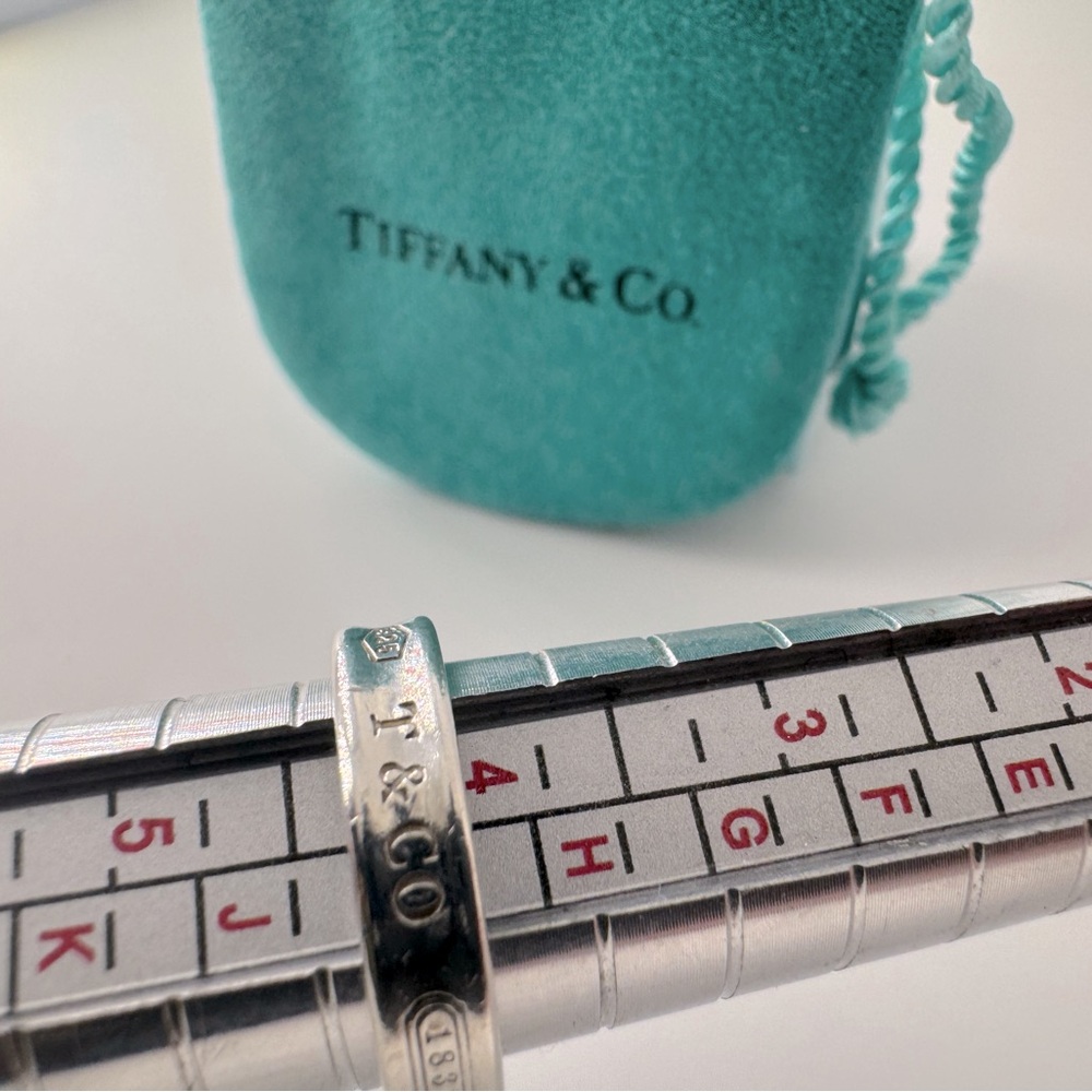 Tiffany and Co Thin Concave Band Ring SZ 4 AG 925 Vintage Collectible 1837 AUTH - Picture 10 of 11
